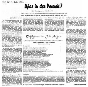 Reinhardt Wegemann's article in the July 1962 Das Vegetarische Universum